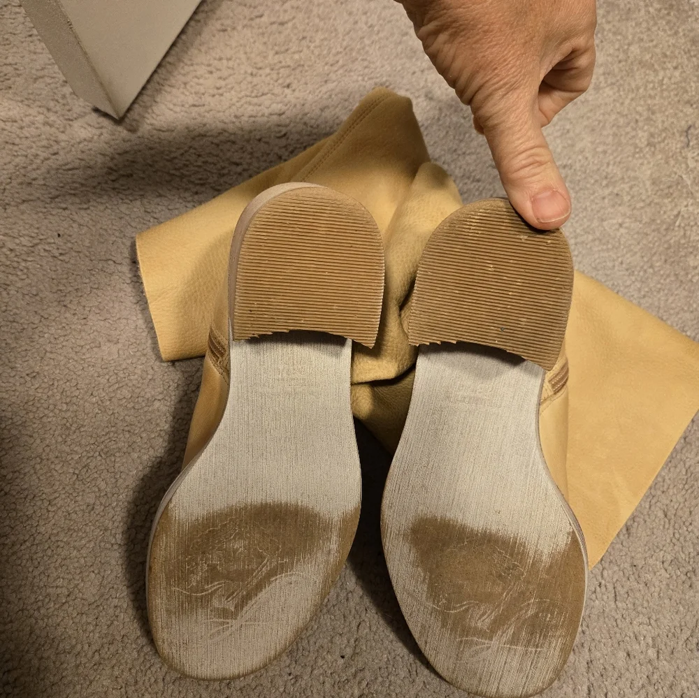 Tan Banana Leather Free People Essential Slouch Women's Boots 37 7 Like New - Picture 4 of 8